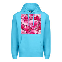 Ocean Blue valentines day all dress up roses seamless pattern Premium Hoodie - BundleAndBundleShop