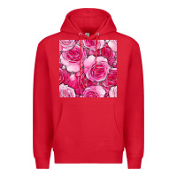 Red valentines day all dress up roses seamless pattern Premium Hoodie - BundleAndBundleShop