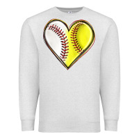 Oatmeal Heather baseball and softball heart Premium Sweatshirt - texasbilliewilder