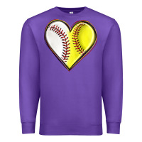 Purple baseball and softball heart Premium Sweatshirt - texasbilliewilder