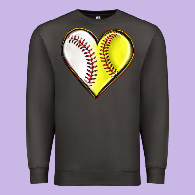 Premium Sweatshirt baseball and softball heart