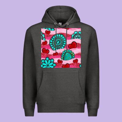 Valentines Day Turquoise Gemstone  And Hearts Premium Hoodie Designed By Bundleandbundleshop