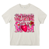 Cream My Favorite Valentine Calls Me Heavy Core Tee - CowhideDigitalArt