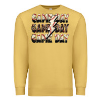 Antique Gold game day game day baseball lightning bolt Premium Sweatshirt - Zillion Design Studio