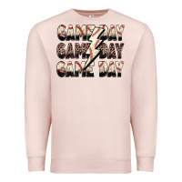 Pale Pink game day game day baseball lightning bolt Premium Sweatshirt - Zillion Design Studio