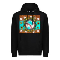 Black baseball turquoise sunflower Premium Hoodie - JahusDesignShop