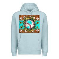 Blue Mist baseball turquoise sunflower Premium Hoodie - JahusDesignShop