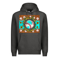Charcoal Heather baseball turquoise sunflower Premium Hoodie - JahusDesignShop
