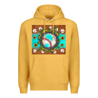 Mustard baseball turquoise sunflower Premium Hoodie - JahusDesignShop