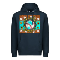 Navy baseball turquoise sunflower Premium Hoodie - JahusDesignShop