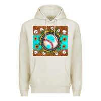 Oatmeal Heather baseball turquoise sunflower Premium Hoodie - JahusDesignShop