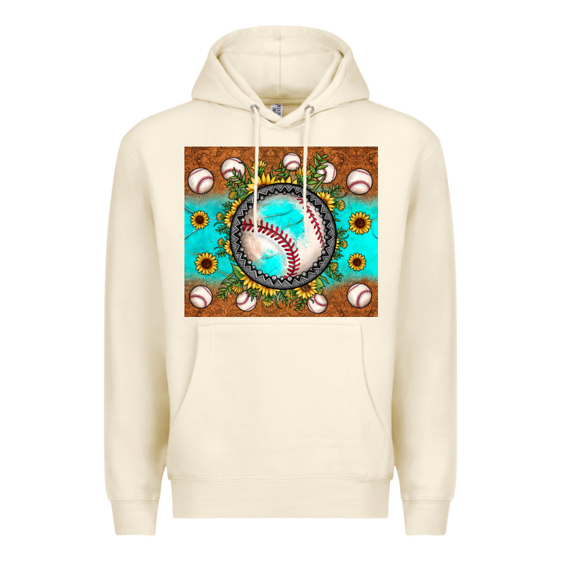 Baseball Turquoise Sunflower Premium Hoodie by JahusDesignShop | Teevron