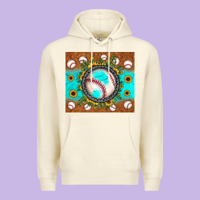 Baseball Turquoise Sunflower Premium Hoodie Designed By Jahusdesignshop
