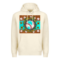 Sandshell baseball turquoise sunflower Premium Hoodie - JahusDesignShop