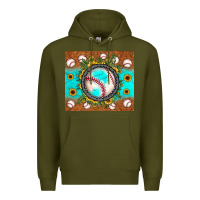Army Green baseball turquoise sunflower Premium Hoodie - JahusDesignShop