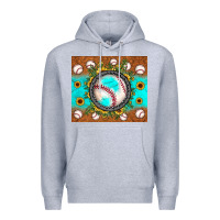 Heather Grey baseball turquoise sunflower Premium Hoodie - JahusDesignShop