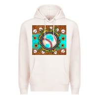 Pale Pink baseball turquoise sunflower Premium Hoodie - JahusDesignShop