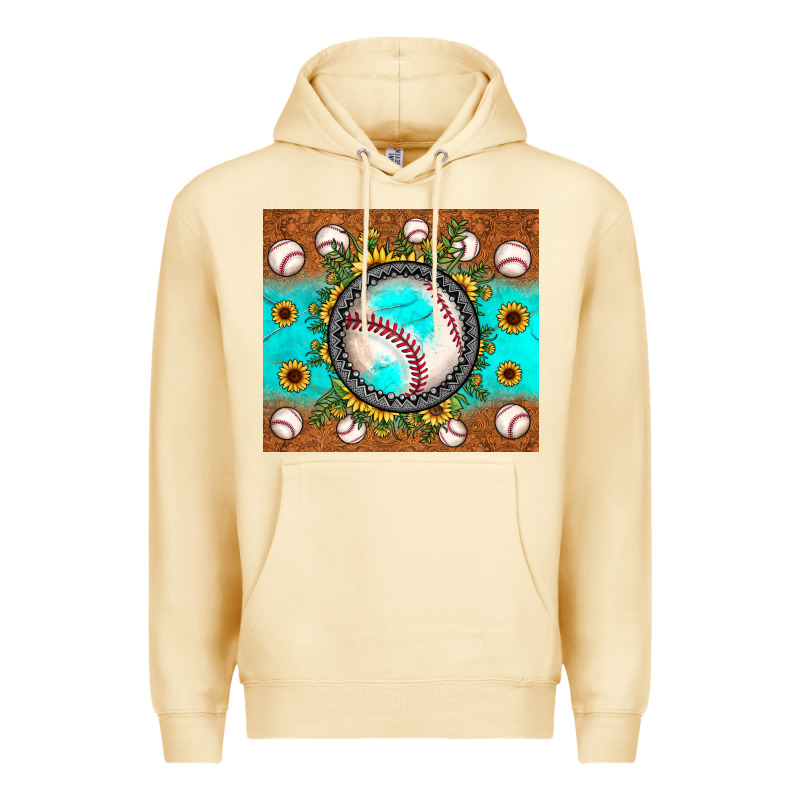 Baseball Turquoise Sunflower Premium Hoodie by JahusDesignShop | Teevron