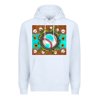 White baseball turquoise sunflower Premium Hoodie - JahusDesignShop