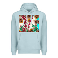 Blue Mist baseball leopard turquoise cactus sunflower Premium Hoodie - JahusDesignShop