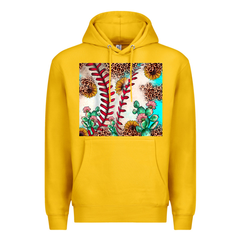 Baseball Leopard Turquoise Cactus Sunflower Premium Hoodie by JahusDesignShop | Teevron