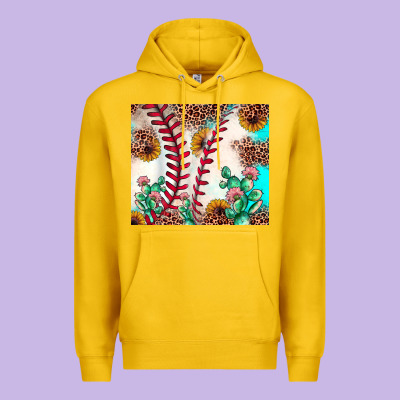 Baseball Leopard Turquoise Cactus Sunflower Premium Hoodie Designed By Jahusdesignshop