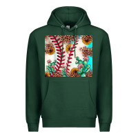 Sports Green baseball leopard turquoise cactus sunflower Premium Hoodie - JahusDesignShop