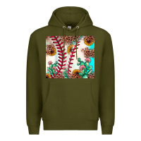 Army Green baseball leopard turquoise cactus sunflower Premium Hoodie - JahusDesignShop