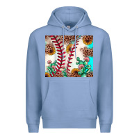 Colony Blue baseball leopard turquoise cactus sunflower Premium Hoodie - JahusDesignShop