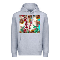 Heather Grey baseball leopard turquoise cactus sunflower Premium Hoodie - JahusDesignShop