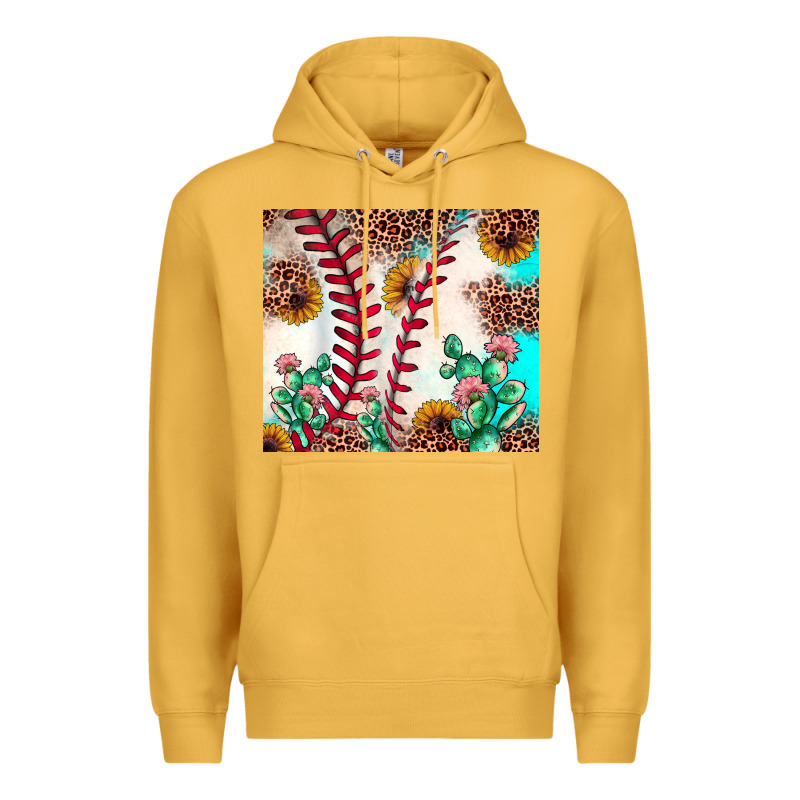 Baseball Leopard Turquoise Cactus Sunflower Premium Hoodie by JahusDesignShop | Teevron