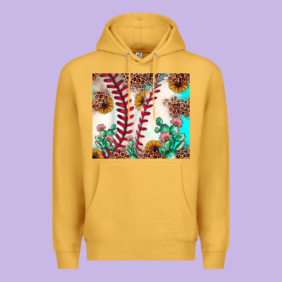 Baseball Leopard Turquoise Cactus Sunflower Premium Hoodie Designed By Jahusdesignshop