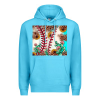 Ocean Blue baseball leopard turquoise cactus sunflower Premium Hoodie - JahusDesignShop