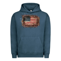 Pigment Midnight Navy Old Leopard American Flag Frame Urban Hoodie - Bettercallsaul