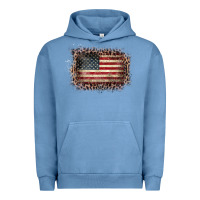 Pigment Pebble Blue Old Leopard American Flag Frame Urban Hoodie - Bettercallsaul