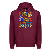 Burgundy rock your  world down syndrome Premium Hoodie - Artiststas