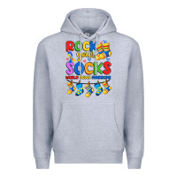 Heather Grey rock your  world down syndrome Premium Hoodie - Artiststas