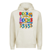 Oatmeal Heather rock your  world down syndrome Premium Hoodie - Artiststas