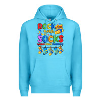 Ocean Blue rock your  world down syndrome Premium Hoodie - Artiststas