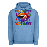 Pigment Pebble Blue kiss whoever you want Urban Hoodie - JahusDesignShop