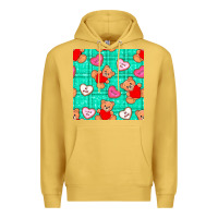 Antique Gold valentines day teddy bears and cookies seamless pattern Premium Hoodie - BundleAndBundleShop