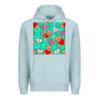 Blue Mist valentines day teddy bears and cookies seamless pattern Premium Hoodie - BundleAndBundleShop