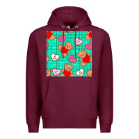 Burgundy valentines day teddy bears and cookies seamless pattern Premium Hoodie - BundleAndBundleShop
