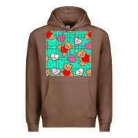 Chestnut valentines day teddy bears and cookies seamless pattern Premium Hoodie - BundleAndBundleShop