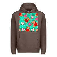 Coffee valentines day teddy bears and cookies seamless pattern Premium Hoodie - BundleAndBundleShop