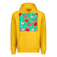 Lemon valentines day teddy bears and cookies seamless pattern Premium Hoodie - BundleAndBundleShop