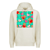 Oatmeal Heather valentines day teddy bears and cookies seamless pattern Premium Hoodie - BundleAndBundleShop