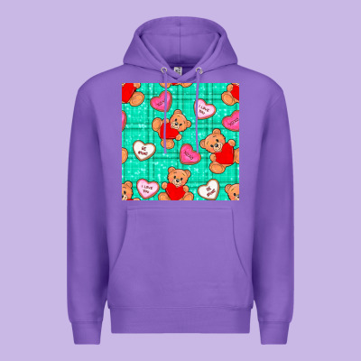 Valentines Day Teddy Bears And Cookies Seamless Pattern Premium Hoodie Designed By Bundleandbundleshop