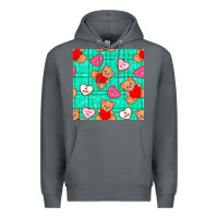 Rock valentines day teddy bears and cookies seamless pattern Premium Hoodie - BundleAndBundleShop