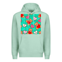 Seafoam valentines day teddy bears and cookies seamless pattern Premium Hoodie - BundleAndBundleShop